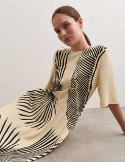 Fan Print Midi Dress