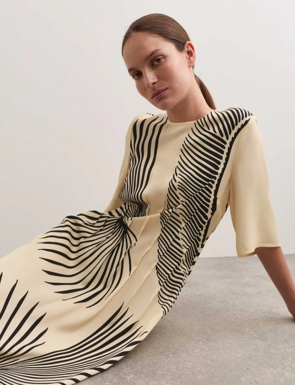 Fan Print Midi Dress