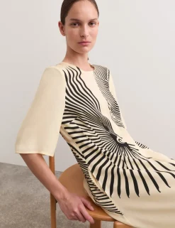 Fan Print Midi Dress