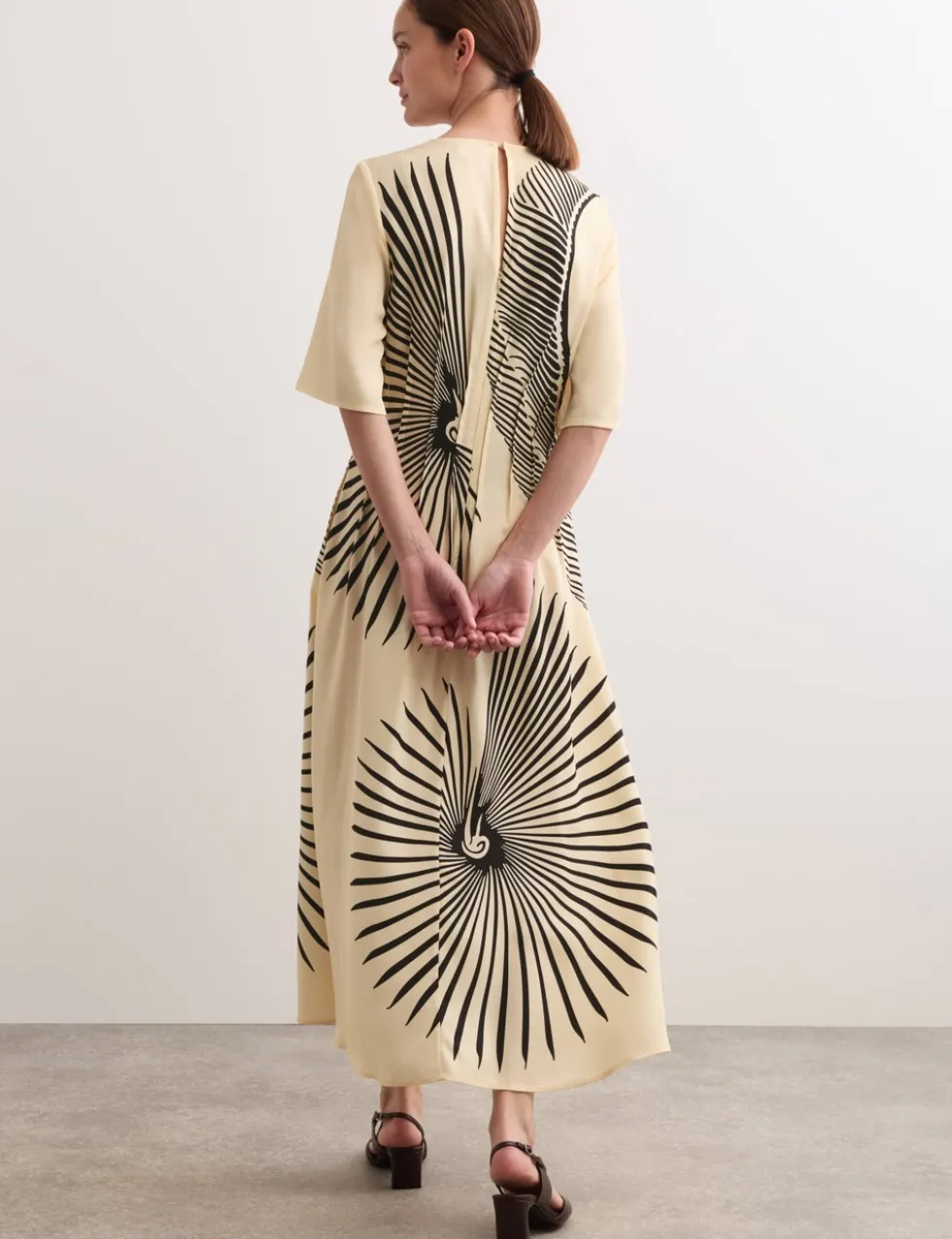 Fan Print Midi Dress