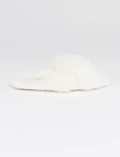 Faux Fur Crossover Slider Slippers