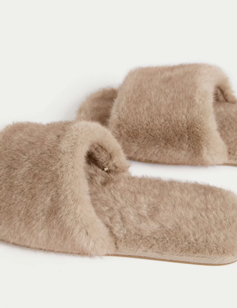 Faux Fur Open Toe Slippers