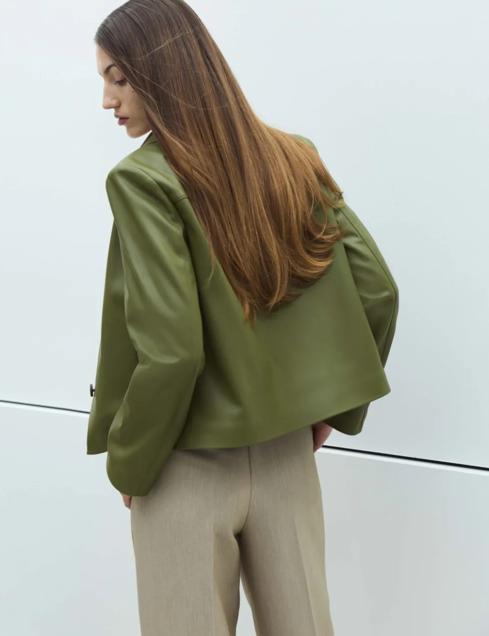 Faux Leather Collared Jacket