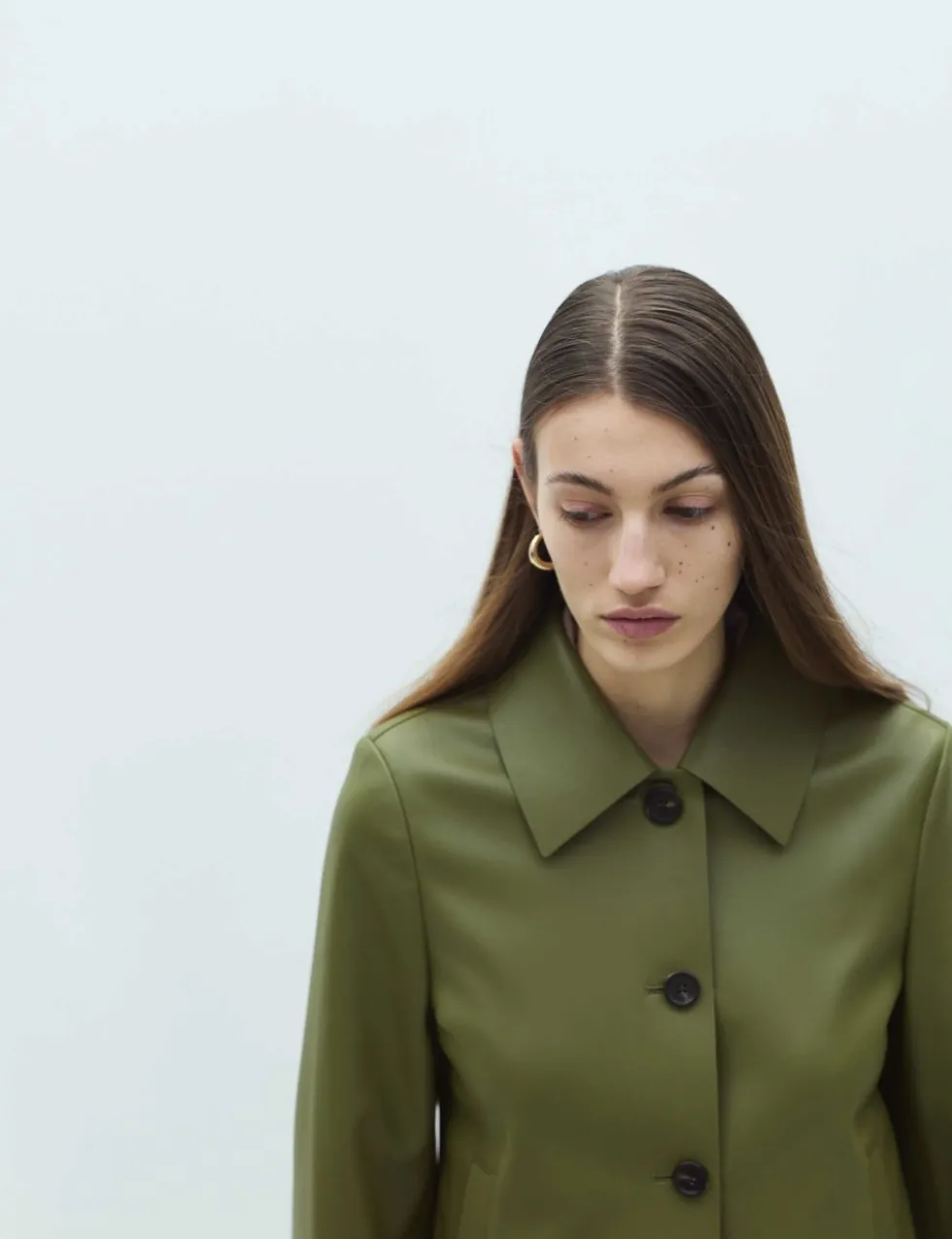 Faux Leather Collared Jacket