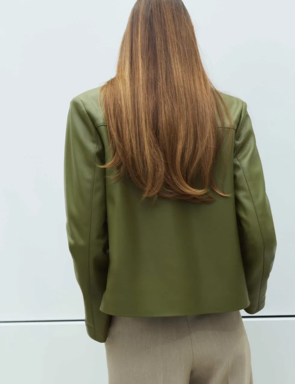 Faux Leather Collared Jacket