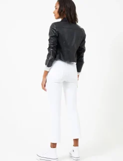 Faux Leather Cropped Biker Jacket