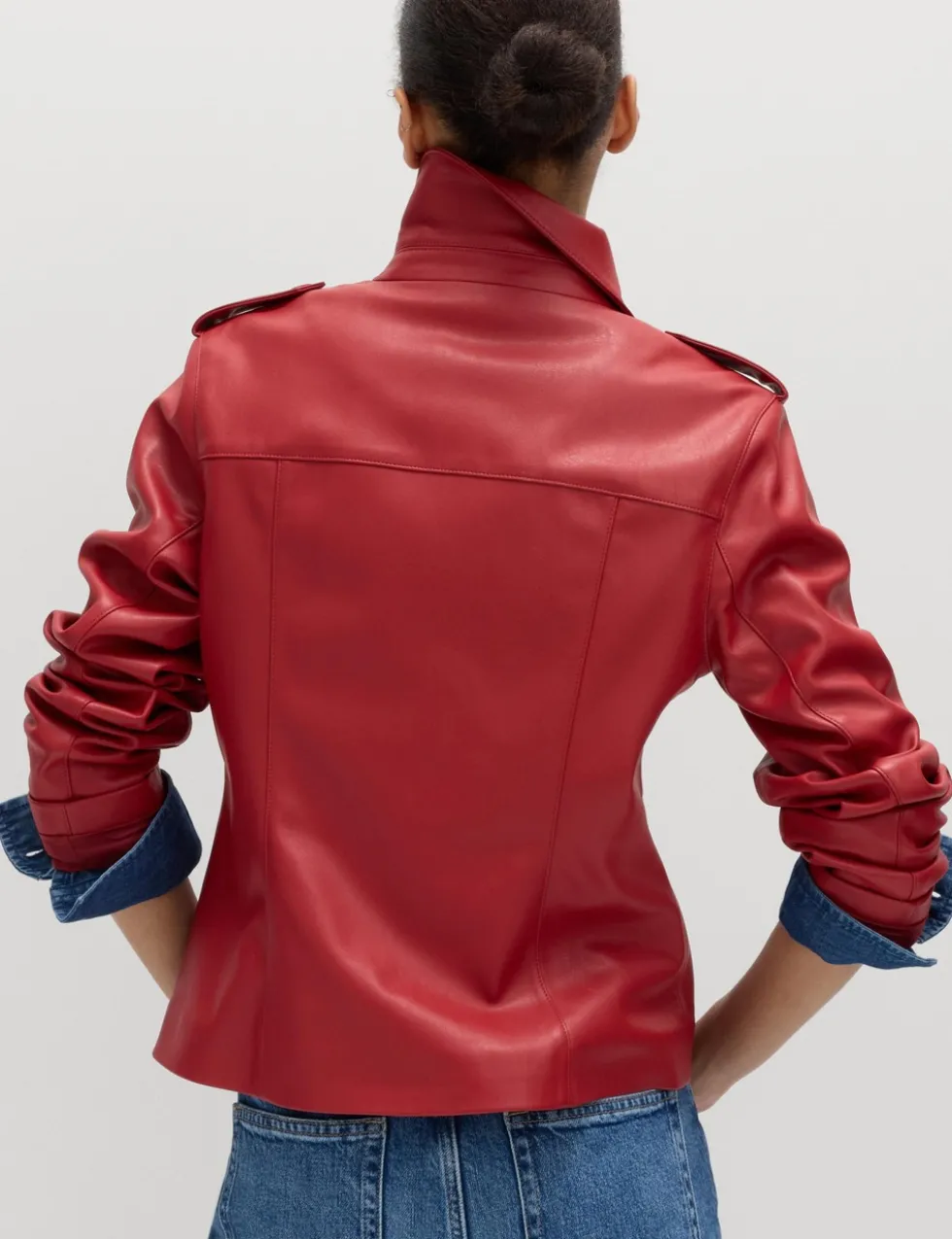 Faux Leather Harrington Jacket
