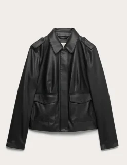 Faux Leather Harrington Jacket