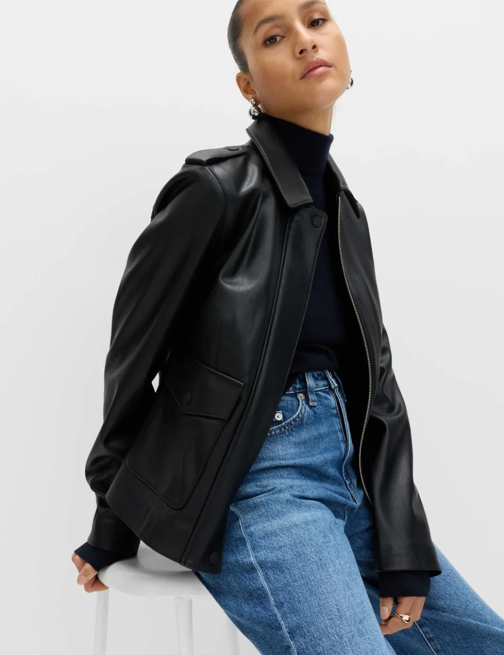 Faux Leather Harrington Jacket
