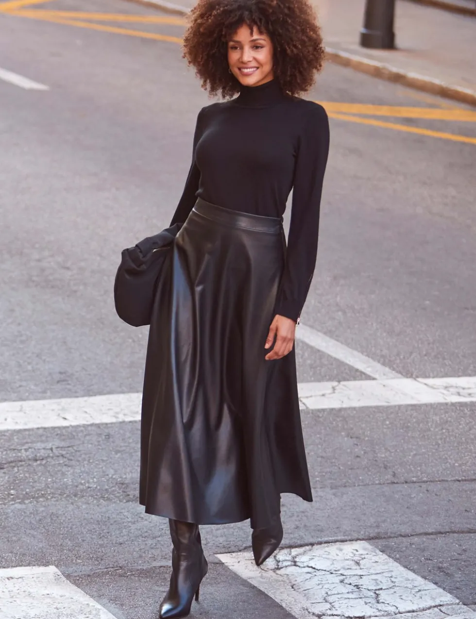 Faux Leather Midaxi Skirt