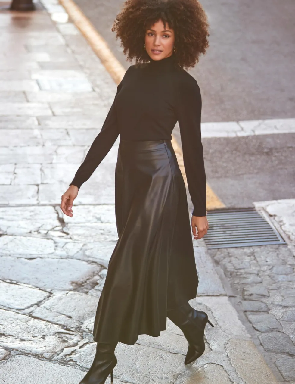 Faux Leather Midaxi Skirt