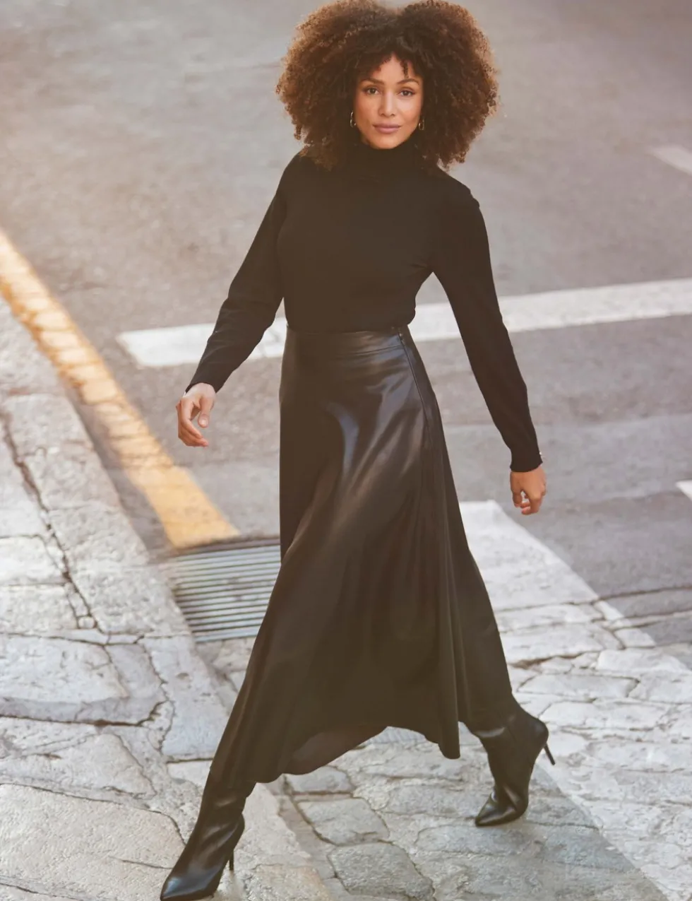 Faux Leather Midaxi Skirt