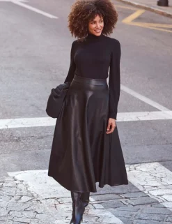 Faux Leather Midaxi Skirt