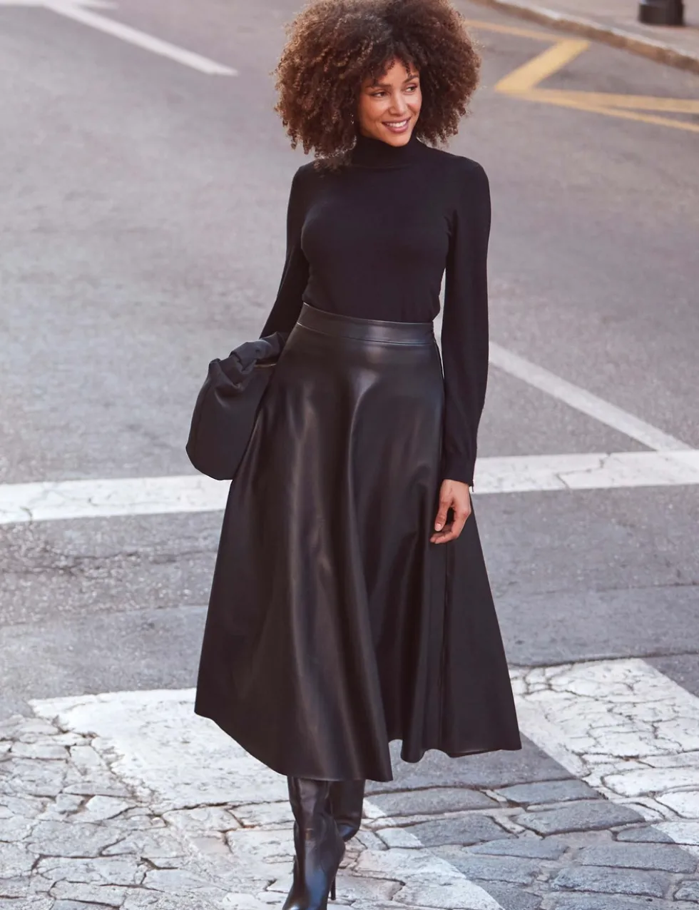 Faux Leather Midaxi Skirt