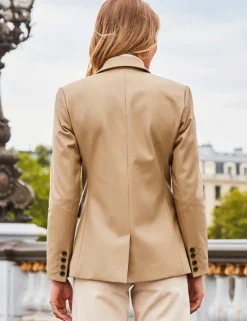 Faux Leather Single Breasted Blazer
