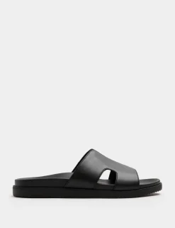 Faux Leather Slip On Sandals