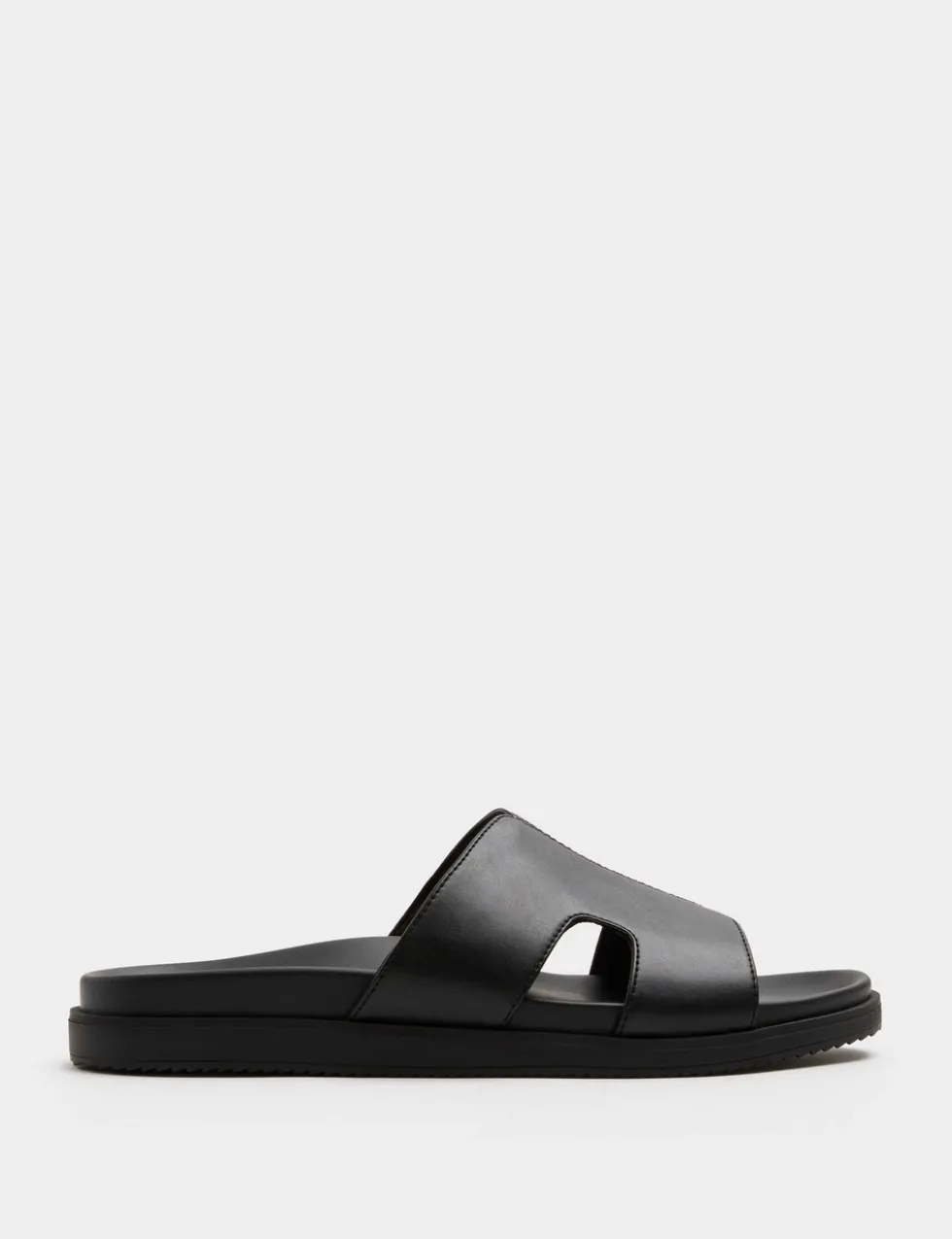 Faux Leather Slip On Sandals