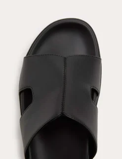 Faux Leather Slip On Sandals