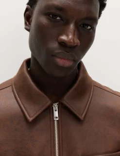 Faux Leather Trucker Jacket