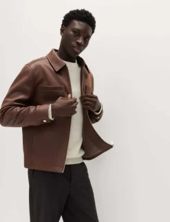 Faux Leather Trucker Jacket