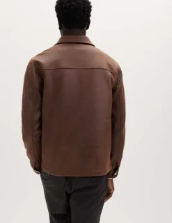 Faux Leather Trucker Jacket
