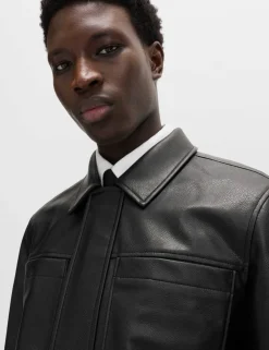 Faux Leather Trucker Jacket