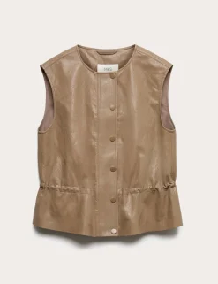 Faux Leather Utility Gilet