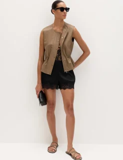 Faux Leather Utility Gilet