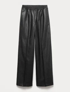 Faux Leather Wide Leg Trousers