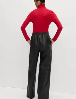 Faux Leather Wide Leg Trousers