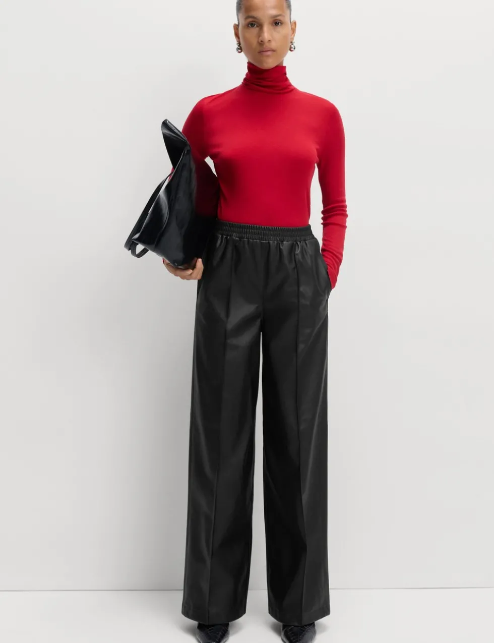 Faux Leather Wide Leg Trousers