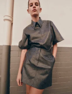 Faux Leather Woven Effect Shirt