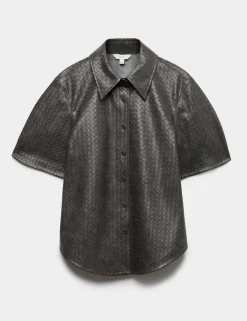 Faux Leather Woven Effect Shirt