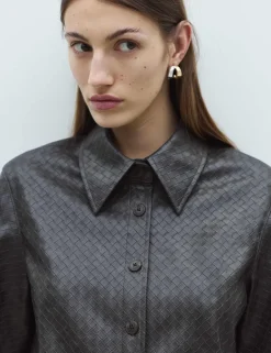 Faux Leather Woven Effect Shirt