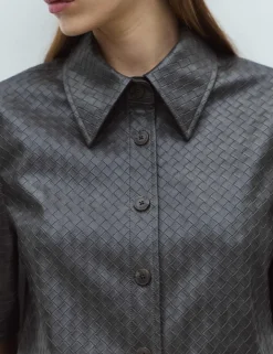 Faux Leather Woven Effect Shirt