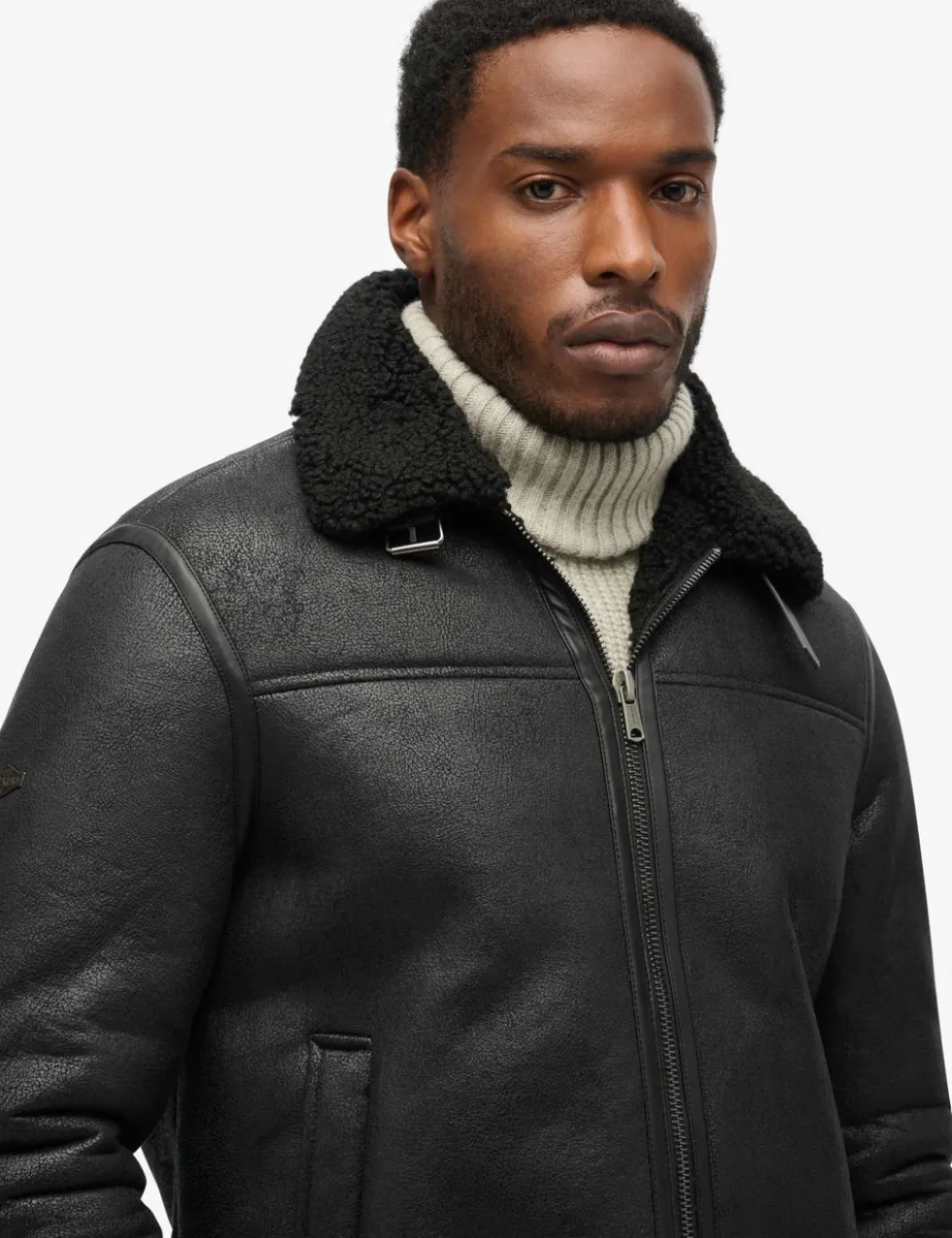 Faux Shearling Aviator Jacket