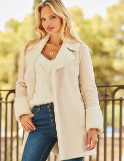 Faux Shearling Belted Coat