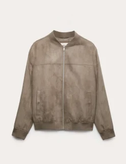 Faux Suede Bomber