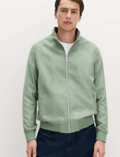Faux Suede Funnel Neck Jacket