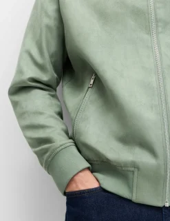 Faux Suede Funnel Neck Jacket