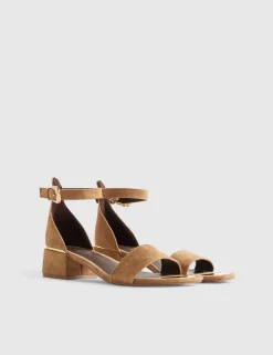 Faux Suede Low Block Heel Sandals