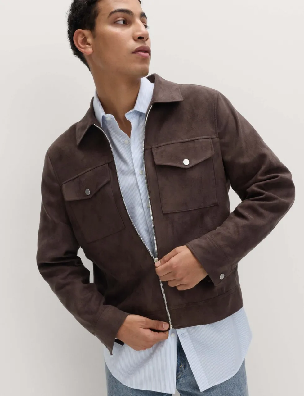 Faux Suede Trucker