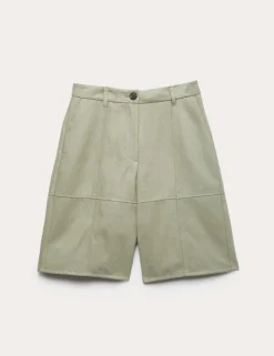 Faux Suede Weave Effect Longline Shorts