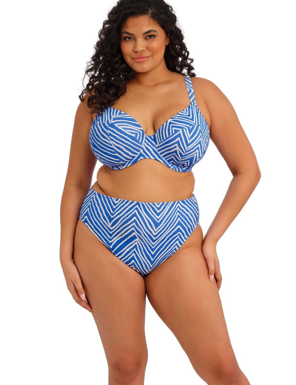 Fiji Falls Striped Wired Plunge Bikini Top (E-JJ)