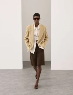 Flax Linen Blend Relaxed Textured Blazer