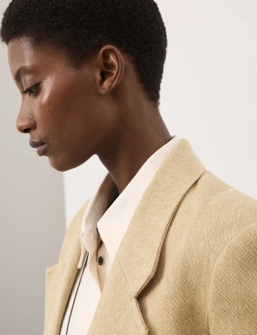 Flax Linen Blend Relaxed Textured Blazer