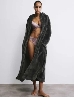 Fleece Hooded Dressing Gown