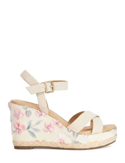 Floral Ankle Strap Wedge Sandals