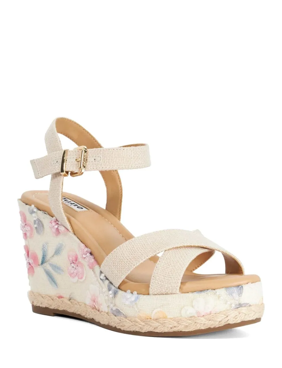 Floral Ankle Strap Wedge Sandals