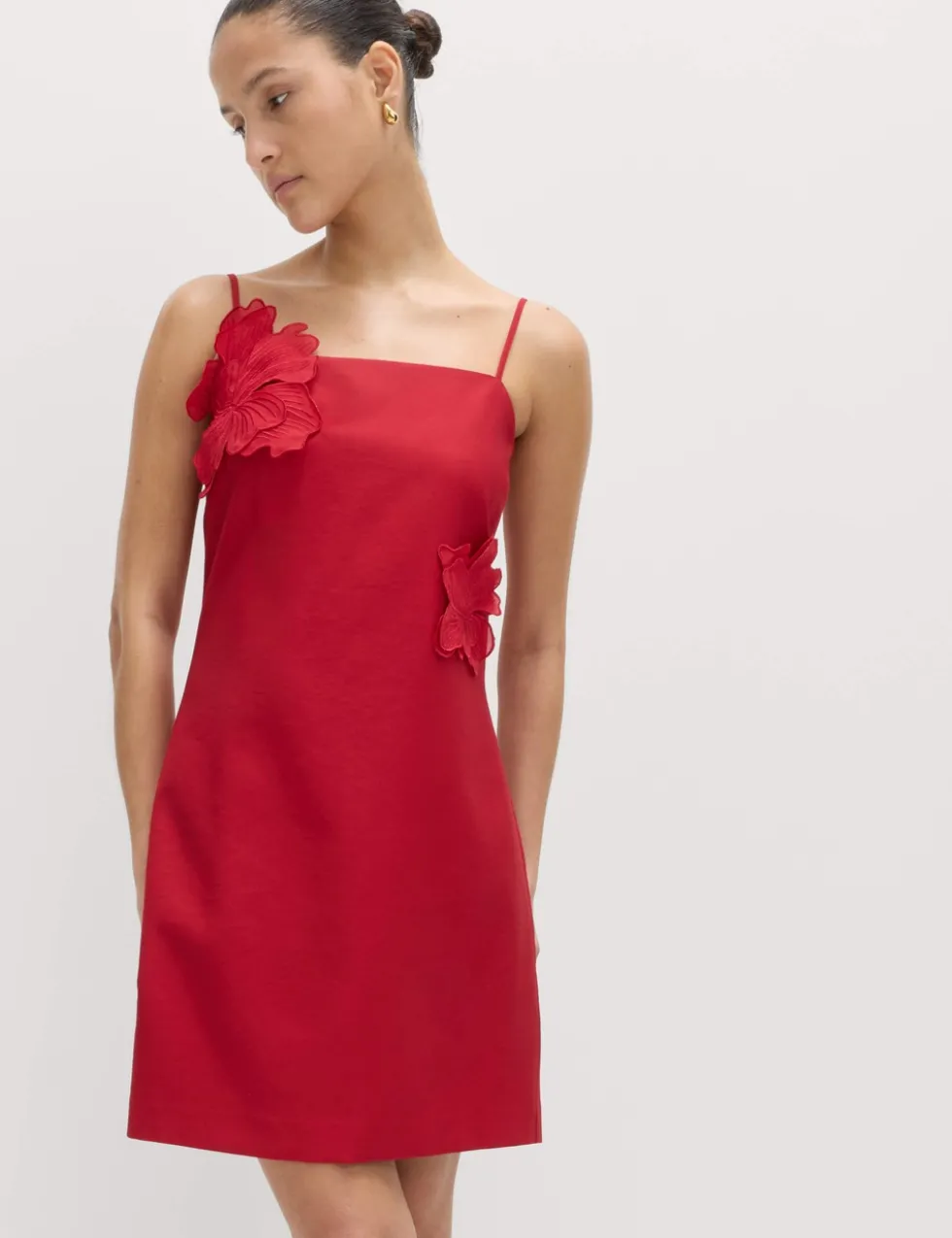 Floral Appliqué Mini Shift Dress